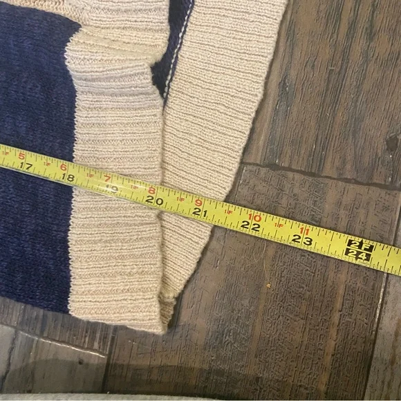 FDJ Striped cable Knit Vest in Navy and Cream SZ S - Picture 4 of 6